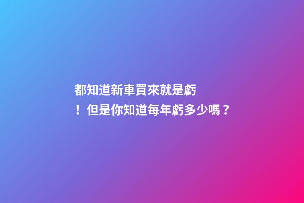 都知道新車買來就是虧！但是你知道每年虧多少嗎？